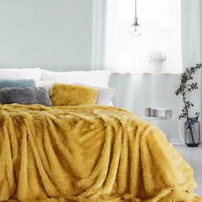 Puha szőrös takaró mustársárga színű Szélesség: 200 cm | Hossz: 220 cm