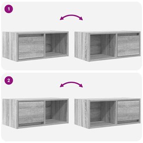 szürke sonoma színű szerelt fa TV-szekrény 60x31x25,5 cm