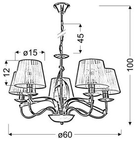 Csillár láncon DIVA 5xE14/40W/230V