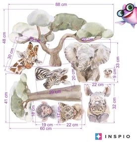 INSPIO Falmatrica ágy fölé - Állatok a szafariról