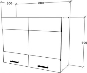 Benita 2 ajtós Üveges Felső konyhaszekrény Antracit-Fehér 80x30x60 cm N