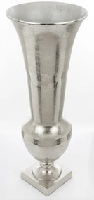 Loyd design magas ezüstszín hengeres fodros fém serleg szögletes masszív talppal 79x30x30cm