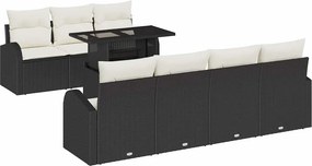 vidaXL Kerti Kanapé Szett párnával 8 pcs Fekete Poli rattan