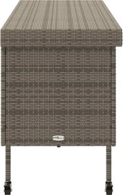 Szürke Polyrattan Kerti Tárolóláda Kerekekkel 160X55X75 Cm