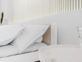 IKAROS ágy 140x200 cm, fehér/sonoma tölgy Ágyrács: Léces ágyrács, Matrac: Deluxe 10 cm matrac