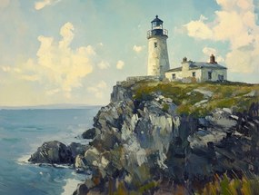 Vászonkép Canvas Tájkép Írország Szikla Tenger Világítótorony 80x60