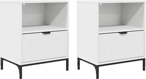 vidaXL Éjjeliszekrény fiókkal 2 pcs Fehér 49 x 36 x 61 cm Faanyag