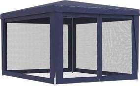 Kék HDPE rendezvénysátor 4 hálós oldalfallal 3x4 m