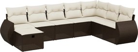 vidaXL 8 részes barna polyrattan kerti ülőgarnitúra párnákkal