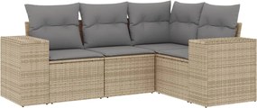 vidaXL 4 részes bézs polyrattan kerti ülőgarnitúra párnákkal
