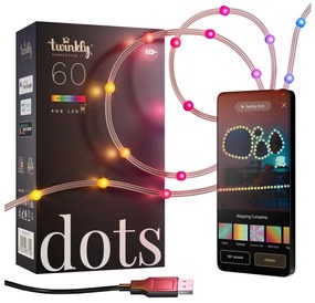 Twinkly TWD060STP-T - RGB LED fényerőszabályozható DOTS fényfüzér 60 LED 7 m USB Wi-Fi