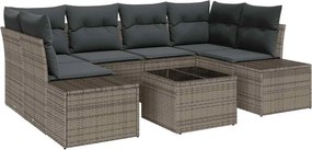 vidaXL Kerti Kanapé Szett párnával tárolóval 8 pcs Szürke polirattan
