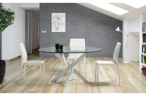 Kerek étkezőasztal üveg asztallappal 120x120 cm Ruth – Marckeric