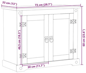 Corona tömör fenyőfa fürdőszobai mosdószekrény 73 x 33 x 60 cm