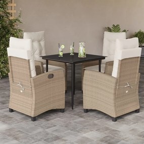 5 részes bézs polyrattan kerti étkezőgarnitúra párnákkal