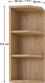Felső nyitott szekrény, artisan tölgy, MONRO 30 G-72 ZAK