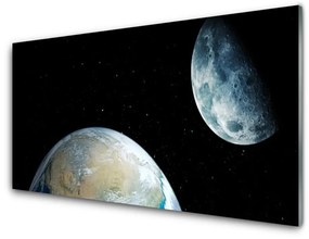Modern üvegkép Föld Hold Tér 100x50 cm