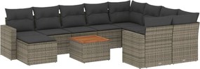vidaXL 11 részes szürke polyrattan kerti ülőgarnitúra párnákkal