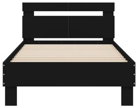 fekete szerelt fa ágykeret fejtámlával 100 x 200 cm