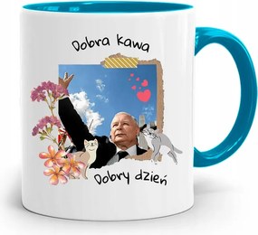 Kék Vicces Bögre Jaroslaw Kaczynski fényképes nyomattal