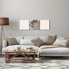 Kép - Absztrakció trópusi levelekkel N⁰1 (órával) (90x30 cm)