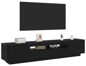 TV állvány LED világítással - Fekete tölgy, 200x35x40 cm, műszakilag megmunkált fa