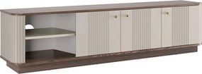 Vesper 3D TV-szekrény 187 cm talapzaton - kasmír / dió / arany fogantyúk