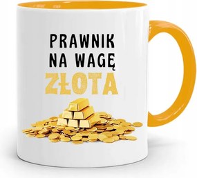 Sárga Ügyvéd Bögre Arany Mérleggel, fényképes nyomattal