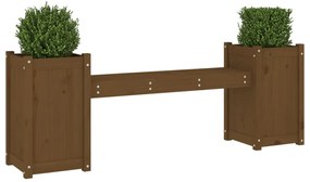 mézbarna tömör fenyőfa növénytartó pad 180x36x63 cm