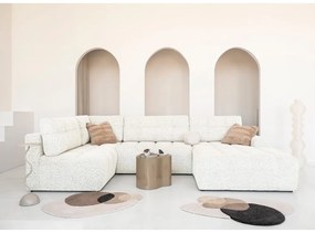 Krémszínű kinyitható tárolóhelyes moduláris sarokkanapé (bal oldali) Lulu – Miuform