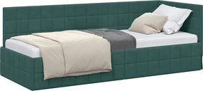 vidaXL Sarokágy keret fejtámlával Sötétzöld 80 cm x 200 cm Bársony