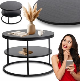 Dohányzóasztal Kerek Loft Pad Nappali Kanapé Kis Fekete Best Ø70