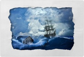 Poszterek 120x80 Vihar Tenger Hajó Tájkép