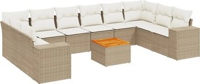 vidaXL 11 részes bézs polyrattan kerti ülőgarnitúra párnákkal