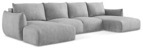 Világosszürke zsenília kinyitható sarokkanapé (U alakú) Leila – Makamii