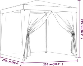 Fehér partisátor 4 hálós oldalfallal 2,5 x 2,5 m