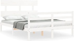 vidaXL fehér tömör fa ágykeret fejtámlával Small Double