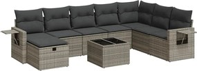 vidaXL 9 részes szürke polyrattan kerti ülőgarnitúra párnákkal