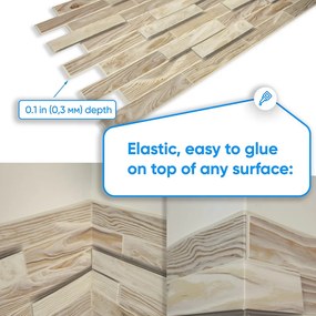3D PVC falpanel Fehérített tölgy famintás csomag (10 db + 3 db Fix All ragasztó)