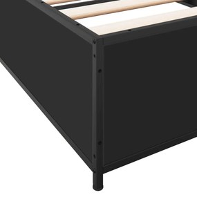 fekete szerelt fa és fém ágykeret 90 x 200 cm