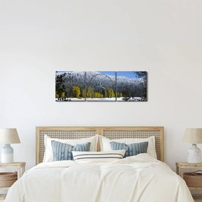Kép - havas hegyek télen (órával) (90x30 cm)