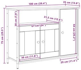 Old Wood Fotel 100x35x75 cm Műszaki Fa