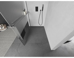 Mexen Kioto+, Walk-In zuhanyparaván polccal és akasztóval 70 x 200 cm, 8 mm-es átlátszó üvegfagy, grafit profil, 800-070-121-66-35