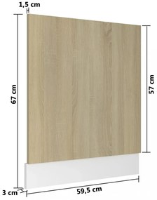 sonoma-tölgy forgácslap mosogatógép-panel 59,5 x 3 x 67 cm