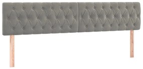 világosszürke bársony LED-es fejtámla 200 x 7 x 78/88 cm