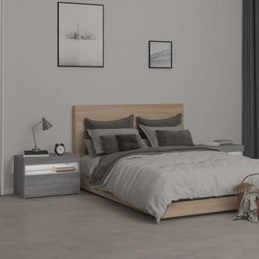 2 db szürke sonoma színű LED-es éjjeliszekrény 60x35x40 cm
