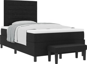 vidaXL Boxrugós ágy matracmal fejtámlával Fekete 120 x 190 cm szövet