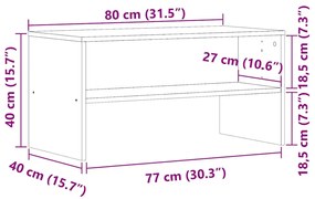 TV szekrény kézműves tölgy 80x40x40 cm műszaki fa