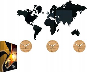 Modern stílusú falióra Akril térkép 3 zónás Bambusz 70x51