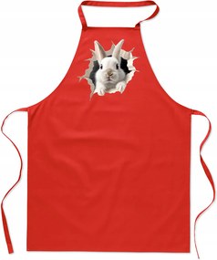 Konyhai Kötény pamut piros lyuk Nyuszi FA_473_cw